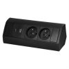 Povrchová zásuvka ORNO OR-GM-9039/B, rohové púzdro, 2x 230V, 2x USB (A+C type; 2.4A), farba čierna