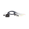 KVM switch/prepínač 2PC, DisplayPort 1.2, USB, audio, 1.2m káble, 4096x2160@30Hz, prepínanie tlačidl