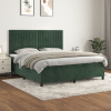 zahrada-XL Posteľný rám boxsping s matracom tmavozelený 160x200 cm zamat 3143154