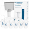 Sklenená filtračná kanvica Wessper D2 BOROSILICATE 3l sivá + 12x filter