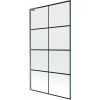 Mexen Next L paraván na vaňu 1-krídlový 100 x 150 cm, čierna mriežka, gun metal - 895-100-000-03-77-95
