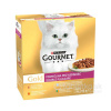 GOURMET Gold Double Pleasure hovädzie s kuraťom králik s pečeňou morské ryby so špenatom kačica s morkou 8 x 85 g