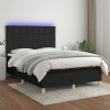 vidaXL Posteľ boxsping s matracom a LED čierna 140x190 cm látka - Čierna - 18831-160402