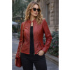 Max Original Leather Dámska kožená bunda 1177 red Farba: Red, Veľkosť: 4XL 62-64