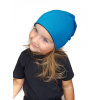 Jožánek Detská čiapka bavlnená, obojstranná, čierna + tmavý tyrkys S (1-3 roky)
