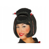 Kostým, maska - Parochňa čierna japonská japonská gejisha chinka 1 ks (Gay Ázijská parochňa s čiernymi korálkami)