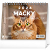 NOTIQUE Stolový kalendár Mačky – s menami mačiek 2026, 16,5 x 13 cm