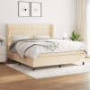 vidaXL Posteľný rám boxspring s matracom krémový 180x200 cm látka