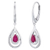 Silvego Luxusné strieborné visiace náušnice s prírodným Rubínom a zirkónmi FWE10130R