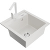 Mexen Vito, 1-komorový granitový drez 520x490x210 mm, biela batéria Rita, biela, 6503-20-670300-20