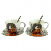 HOME ELEMENTS Porcelánová šálka a podšálka Mucha svetlý 2 x 250 ml