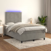 vidaXL Posteľ boxsping s matracom a LED bledosivá 120x200 cm zamat - Sivá - 116246-194216