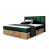 Wilsondo Čalúnená boxspring manželská posteľ WOOD 1 s úložným priestorom - zelená Kronos Rozmer: 180x200