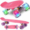 Skateboard pre deti LED kolieska 56cm ružový