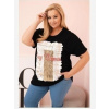 Kesi Włoski Dámske bavlnené tričko Plus Size s nápisom „Day Dream“ čierna + ťavia