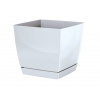 PlasticFuture Květináč Coubi Square s miskou bílý, 13,5 cm