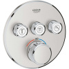 GROHE Grohtherm SmartControl termostatická batéria pod omietku, pre 3 výstupy, Supersteel, 29121DC0