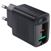 Acefast - Wall Charger A78 sieťová nabíjačka (GaN technológia, rýchlonabíjanie, USB + USB-C, PD20W, 5V/3A, Smart Chip) - čierna