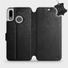 Kožené flip pouzdro Mobiwear - Huawei Nova 3 - Černé (Kožené knížkové pouzdro, obal, kryt na mobil Huawei Nova 3, Černé, materiál Genuine Leather, ochrana 360°, stojánek, silikonová vanička, magnetick