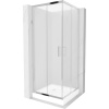 Mexen Rio, štvorcový sprchovací kút s posuvnými dverami 80(dvere) x 80(dvere) x 190 cm, 6mm sklo námraza, chrómový profil + biela sprchová vanička RIO, 860-080-080-01-30-4510