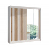 | Šatníková skriňa so zrkadlom SANTINO 203x215 cm biela/dub craft | MT0115