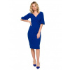 Dámske zavinovacie šaty s rukávmi K152 kráľovská modrá - Makeover XL