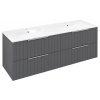 Sapho CIRASA umývadlová skrinka s dvojitým umývadlom 141x54x46cm, carina strip CR141-4141S-21