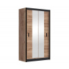| Šatní skriňa MIRO 120x215 cm dub craft s zrkadlom čierna | MT0018