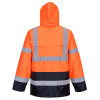 PORTWEST HI-VIS CLASSIC CONTRAST H443 / Reflexná bunda proti dažďu - HV oranžová/námorná modrá XXL