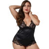 Dámská košilka s kahotkami Black Lace Silky Satin Plus Size Chemise Velikost: XL (46-48)