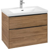 VILLEROY & BOCH Subway 3.0 závesná skrinka pod umývadlo, 2 zásuvky, s LED osvetlením, 772 x 478 x 429 mm, Oak Kansas, C574L1RH