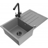 MEXEN - Bruno granitový drez s odkvapkávačom vrátane batérie Duero, šedá 6513-71-671600-70-B