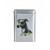 Plechová dóza s obrázkom psa plemena vipet