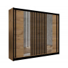| Šatníková skriňa so zrkadlom SANTINO 250x215 cm dub craft/čierna | MT0116