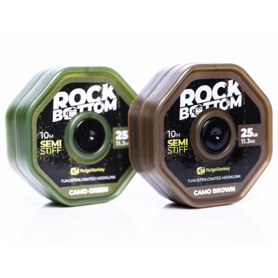 Šňůrka RidgeMonkey RM-Tec Rock Bottom Tungsten Coated Semi Stiff 25lb 10m Camo Green