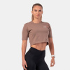 NEBBIA Dámske tričko Crop Top Minimalist Logo Brown L