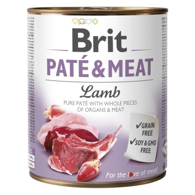 BRIT Dog Paté & Meat Lamb konzerva 800g