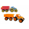 Teddies Traktor s vlekom plast 53cm na voľný chod 2 farby v sieťke