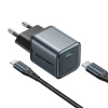 GaN Vention USB-C 20W nabíjačka + USB-C-L 1m kábel (sivá)