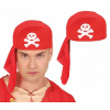 Šatka pirátska čiapka červená s bielou lebkou