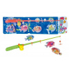 Teddies Hra ryby/rybář magnetické plast 4ks+prut plast 44cm asst 2 barvy na kartě