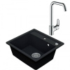 Drezový set Hansgrohe 1/O - Granitový drez 530x500 mm, tmavý grafit matný + Drezová batéria Hansgrohe Focus