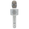 Mikrofón karaoke Bluetooth strieborný na batérie s USB káblom