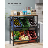 SONGMICS Kovový stojan LIFEWIT pre 6 prepraviek s policou, nosnosť 340 kg 104 x 117 x 40 cm hnedá