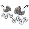 LEAN TOYS Skladací kočík pre bábiky s veľkými kolesami - Stars Grey