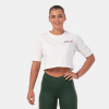 NEBBIA Dámske tričko Crop Top Minimalist Logo Cream L