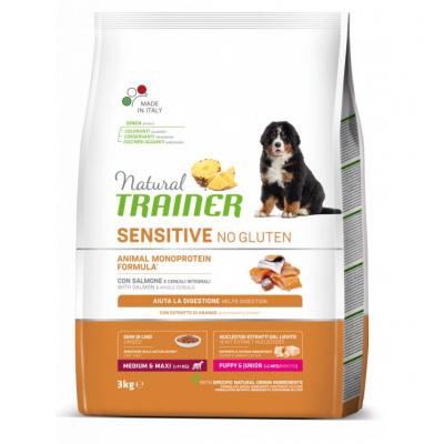 TRAINER Natural SENSITIVE No glutén Puppy & Jun M / M losos 3kg