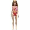 Barbie: Bábika s blond vlasmi v ružových plavkách s palmami.