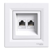Schneider Electric Asfora Dátová zásuvka, 2× RJ45, termoplast, biela, EPH4400121