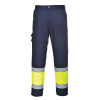 PORTWEST HI-VIS COMBAT E049 / Reflexné nohavice do pása - HV žltá/námorná modrá L
